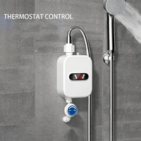 3500W Shower System Set Mini Hot Water Heater Shower Rapid Heating LCD Digital 304 Stainless Steel Rain Shower Head for Outdoor 2