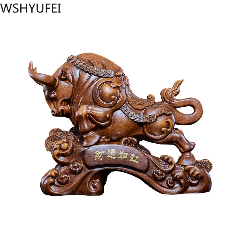 

Chinese Style Animal Cow Shape Lucky Resin Statue Fengshui Home Decor Living Room Decorations Accessories Birthday Present