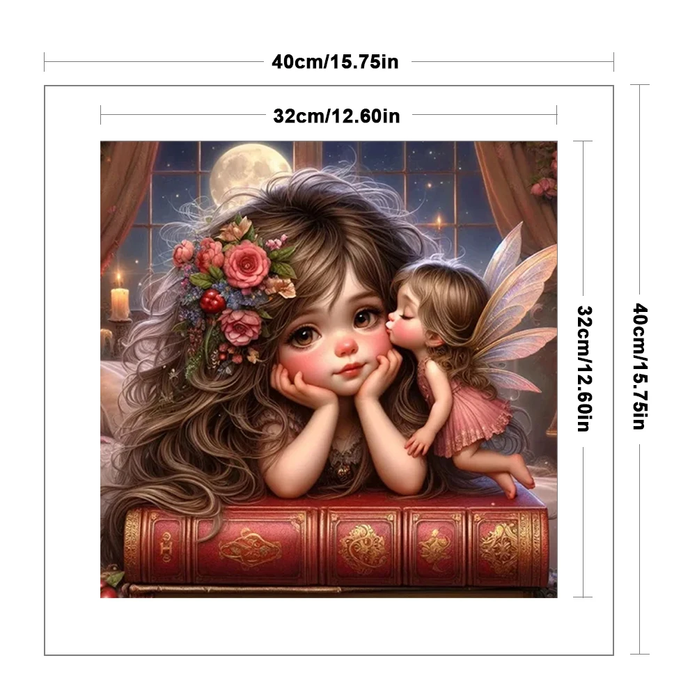 Cross Stitch Kit Full Embroidery Eco-cotton Thread 11CT Printed Girl 40x40cm