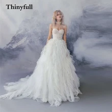 

Thinyfull A Line Sweetheart Beads Boho Long Wedding Dresses Sleeveless Princess Beach Bridal Ball Gown Country Bride Dress Robe