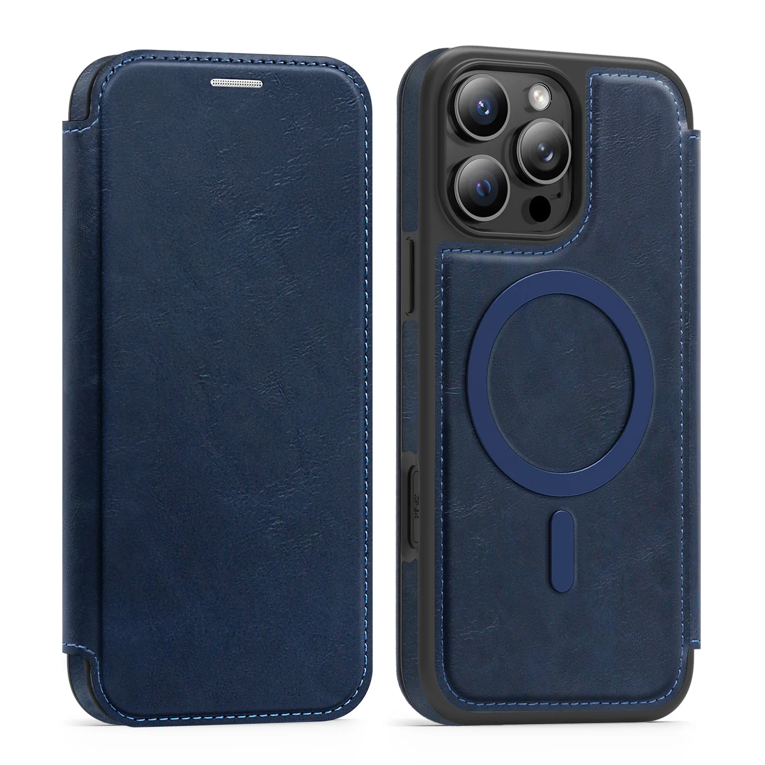 Magsafe Leather Wallet Case with Magnetic Wireless Charging and Credit Card Holder