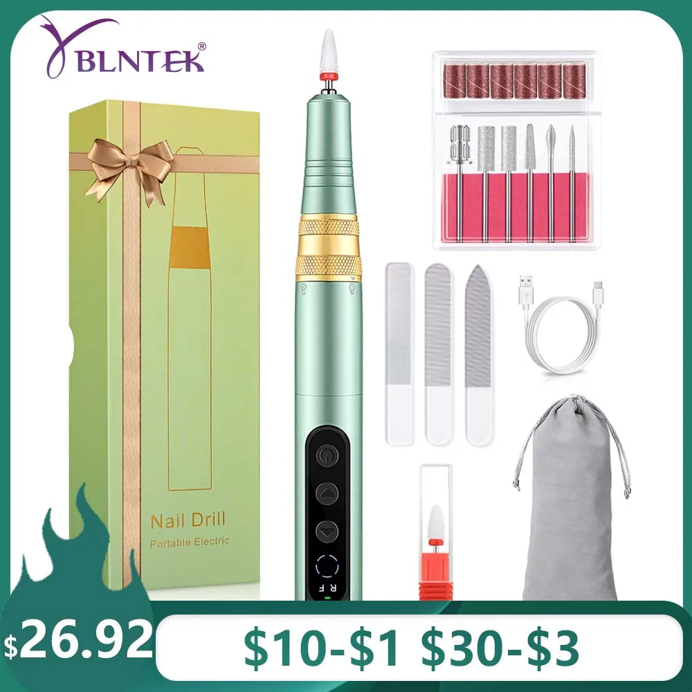 YBLNTEK 35000RPM Electric Nail Drill Machine Portable Rechargeable