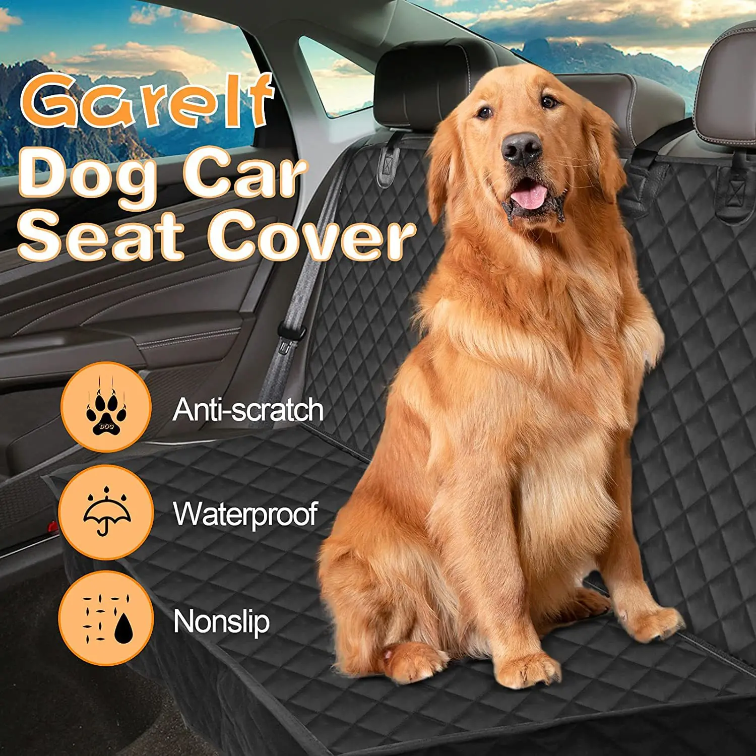 Dog Car Seat Cover Waterproof With Side Flaps Pet Back Carrier Hammock Convertible