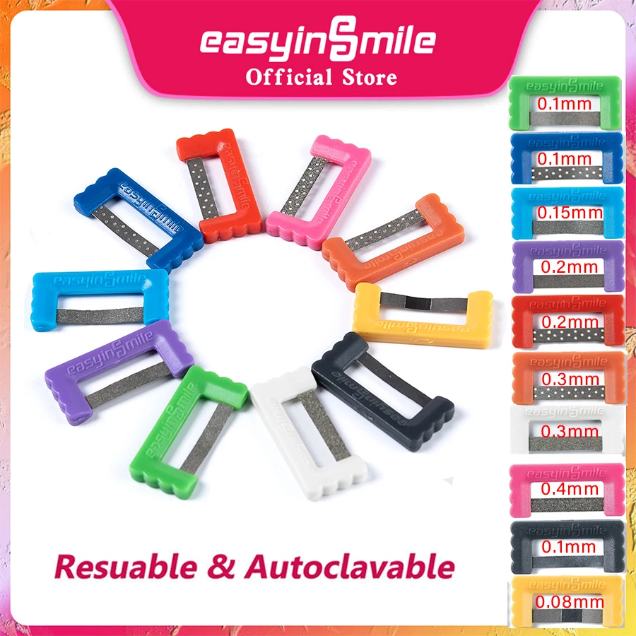 10PCS Orthodontic Interproximal Reduction Strips Easyinsmile Dental IPR System Kit Hand Use Polish Reusable & Autoclavable
