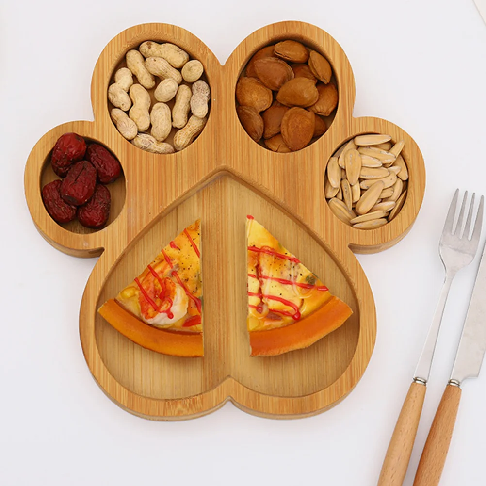 Paw Shaped Cutting Board Print Plates Bamboo Animal Tray Decor Food Platter Multi-function Child 4