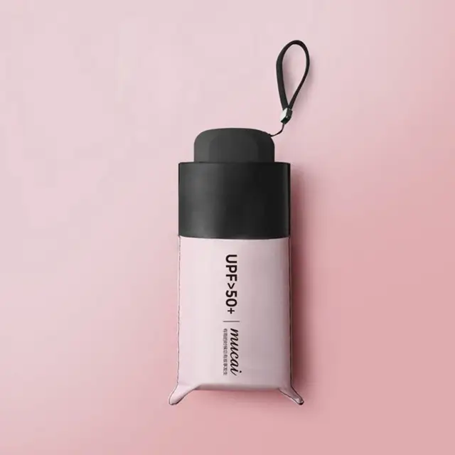 Ultra Világos Mini Zseb Esernyő Hordozható Eső Ragyogása Fekete Ragasztó Nap Fényvédő - Image 3