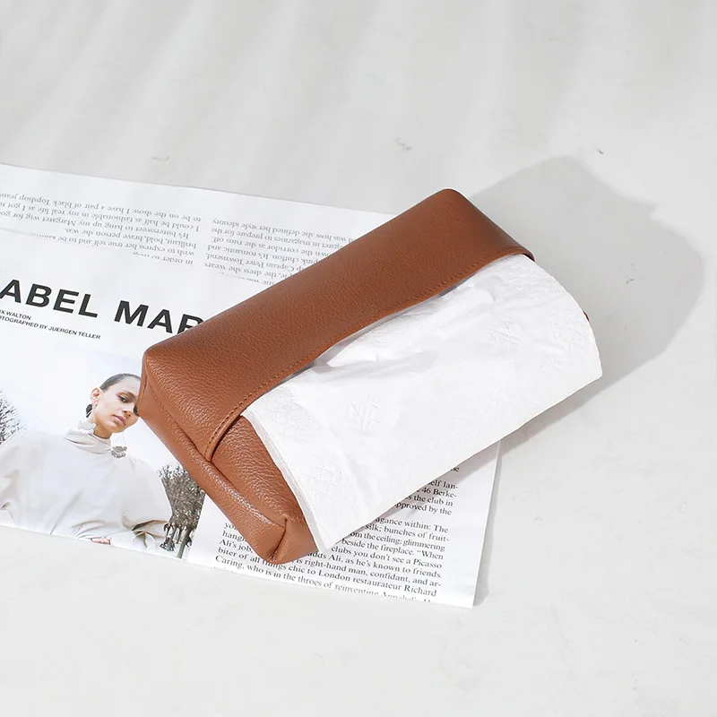 Creative Leather Tissue Box Nordic Simple Home Living Room Light Luxury Tissue Box Bedroom High-end Paper Tissue Box 5