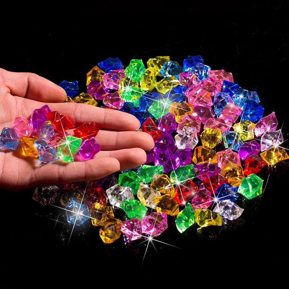 100PCS Plastic Gems Ice Grains Colorful Stones Children Jewels Acrylic  Jewels Ice Counter Crystal Diamonds DIY Crafts Beads Toy