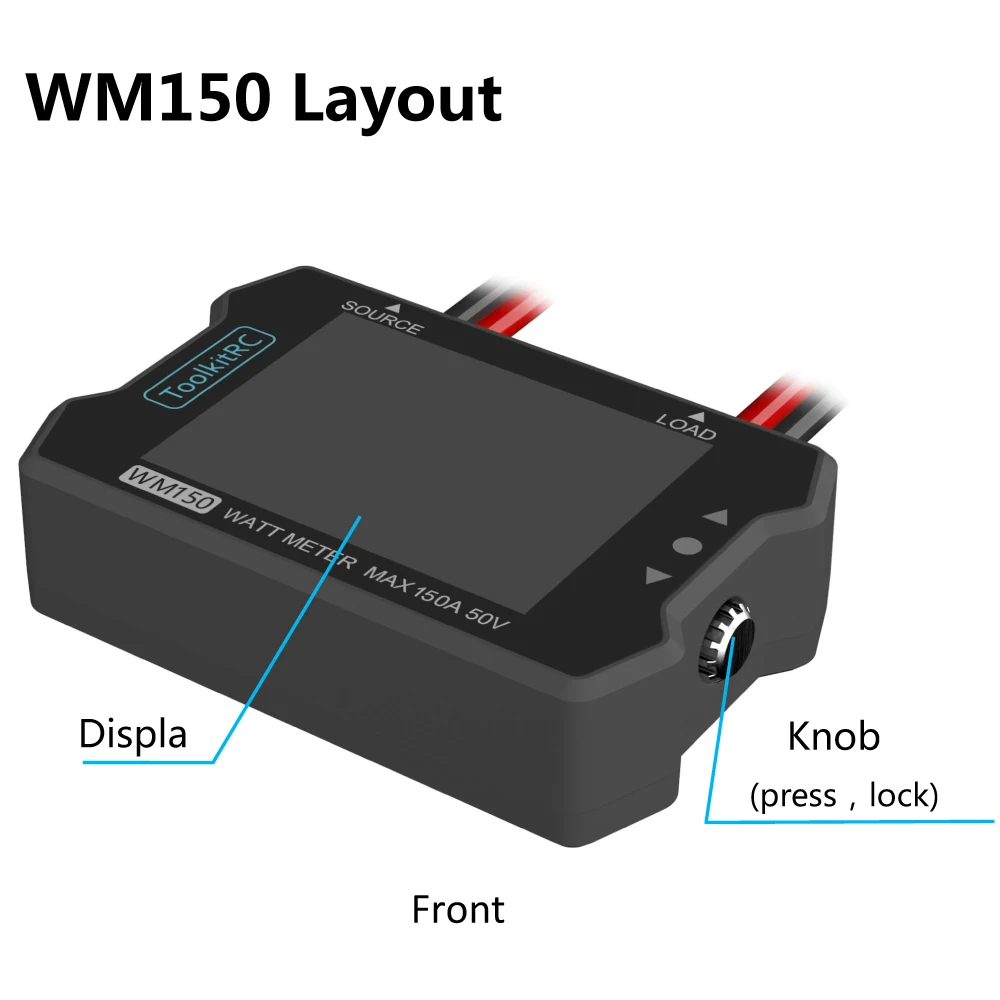 НОВЫЙ ToolkitRC WM150 150A 50 В ваттметр анализатор мощности ЖК-дисплей тестер напряжения и тока мощности ШИМ-выход для измерения мощности RC thumbnail 5
