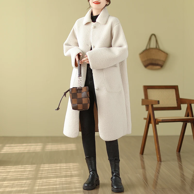 Luxury Maternity Winter Coats Long Sleeve Turn-down Collar Single-breasted Pregnant Woman X-long Jackets with Pockets Outwear
