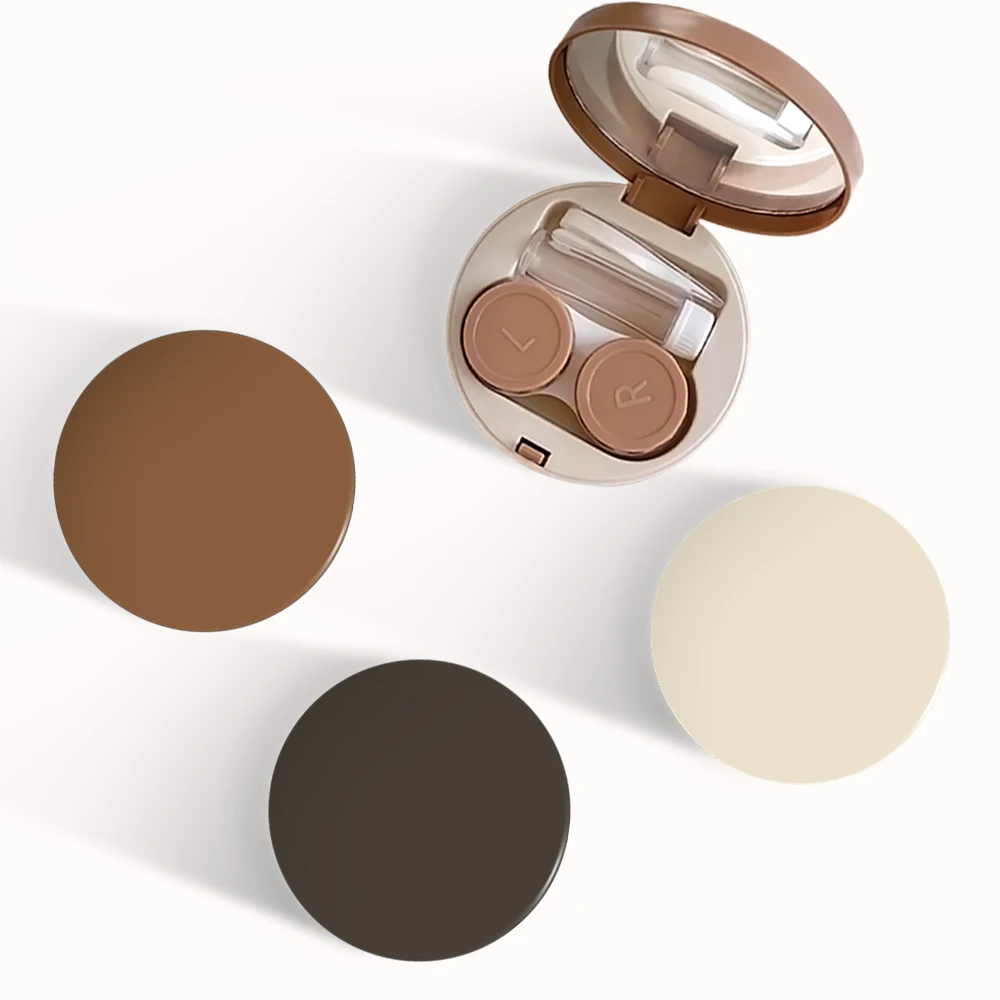 Bio-essence Colored Contact Lens Box with Tweezer Suction Stick Set Portable Storage Container Travel Easy Carry Milk Tea Case contact lenses tools