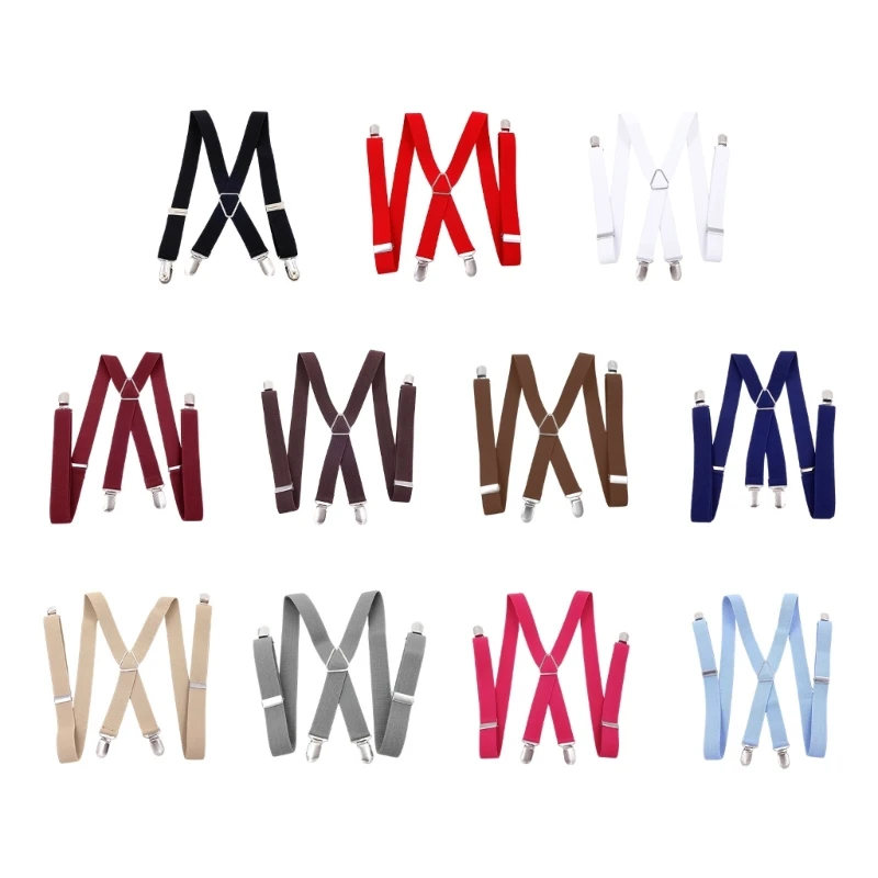 

Adult Elastic Clip-On Suspenders Strap Jeans Braces 4 Clip Suspender Dropship