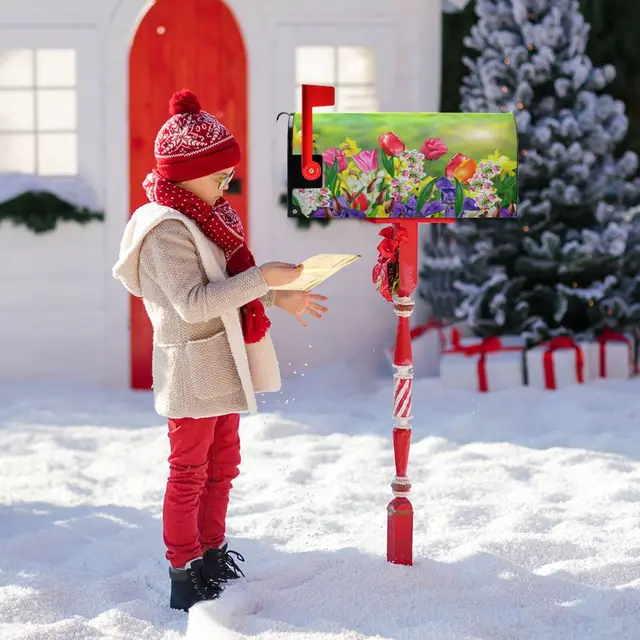 Nárciszok És Tulipák Virágok Postafiók Boríték Nagy Szabványos Méretű Levél Postaszobás Dekoratív Otthoni Kerti Udvaron Kívül - Image 5