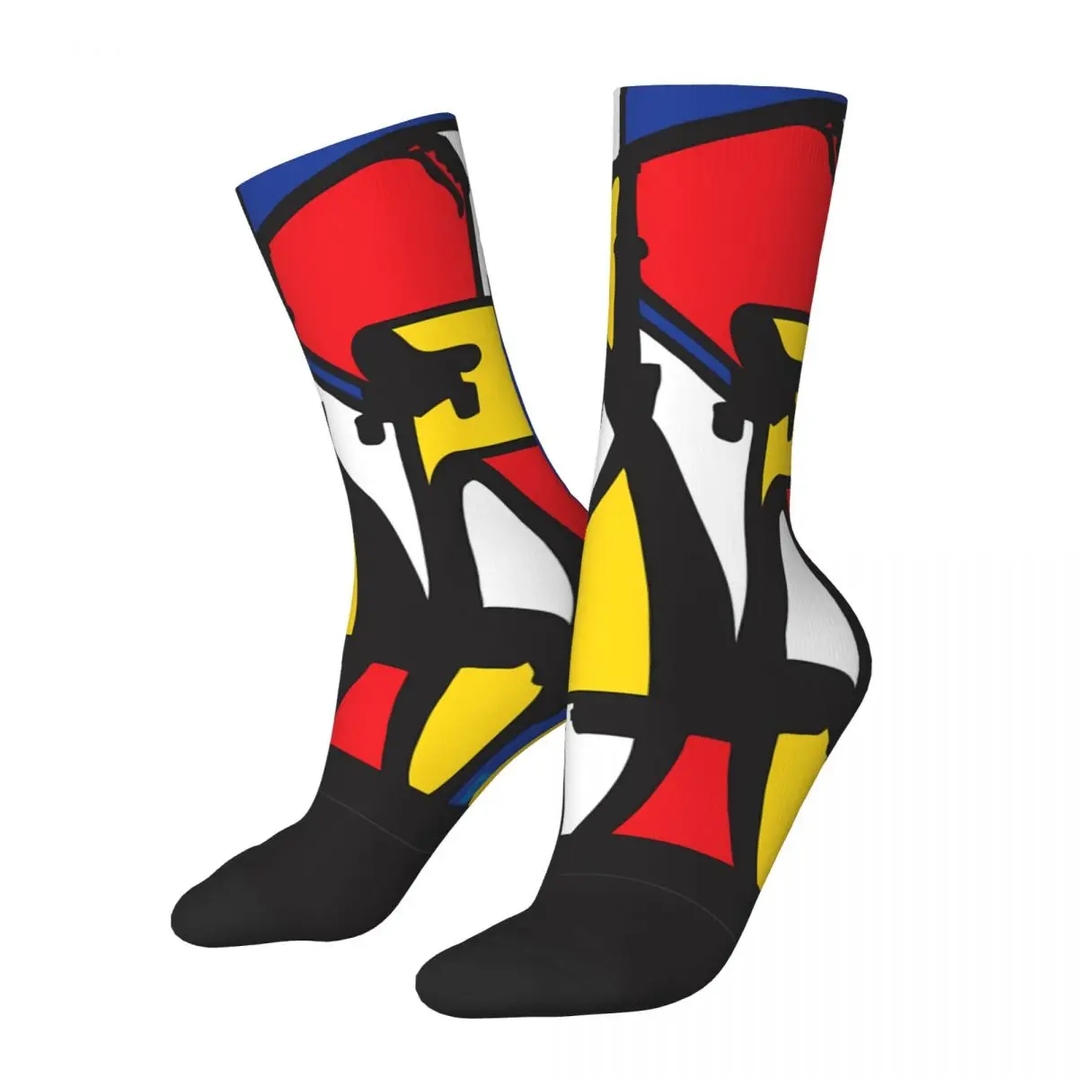 Hip Hop Vintage Mondrian Bicycle Crazy Calzini Da Uomo Unisex Ciclismo Street Style Senza Cuciture Stampato Divertente Novità Happy Crew Sock