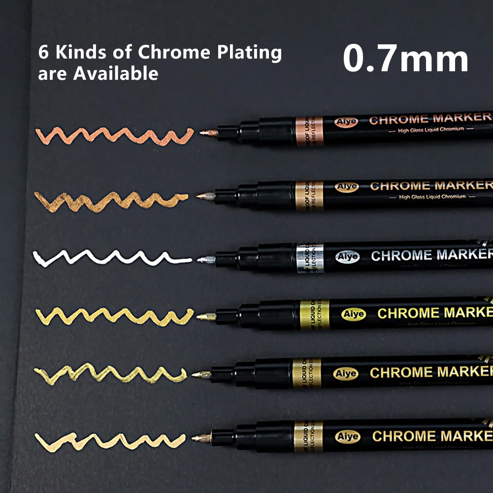 0.7/1/3mm Electroplating Chrome Mirror Marker Silver Liquid Hand-repair Chrome-plated Metal Waterproof Pen Craftwork Paint Pen mirror marker pens paint marker pen paint pen art marker pen marker pens markers pen