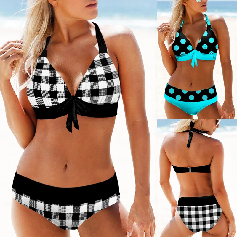 

Новинка 2023, женское бикини из двух частей, сексуальный пляжный купальник, Модный комплект бикини с принтом, Женская Летняя мода, купальник-бикини
