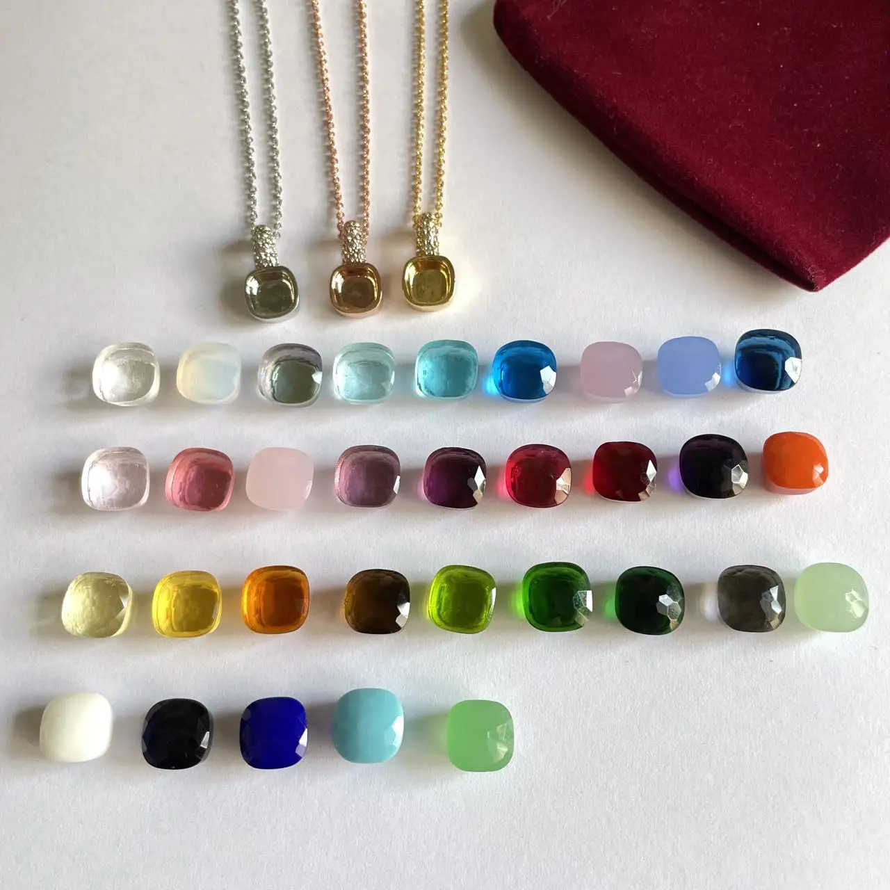 Classic Women's Necklace Fashion Jewelry Inset Zircon 32 Colors Candy Style Crystal Pendant Birthday Valentine's Day Gift