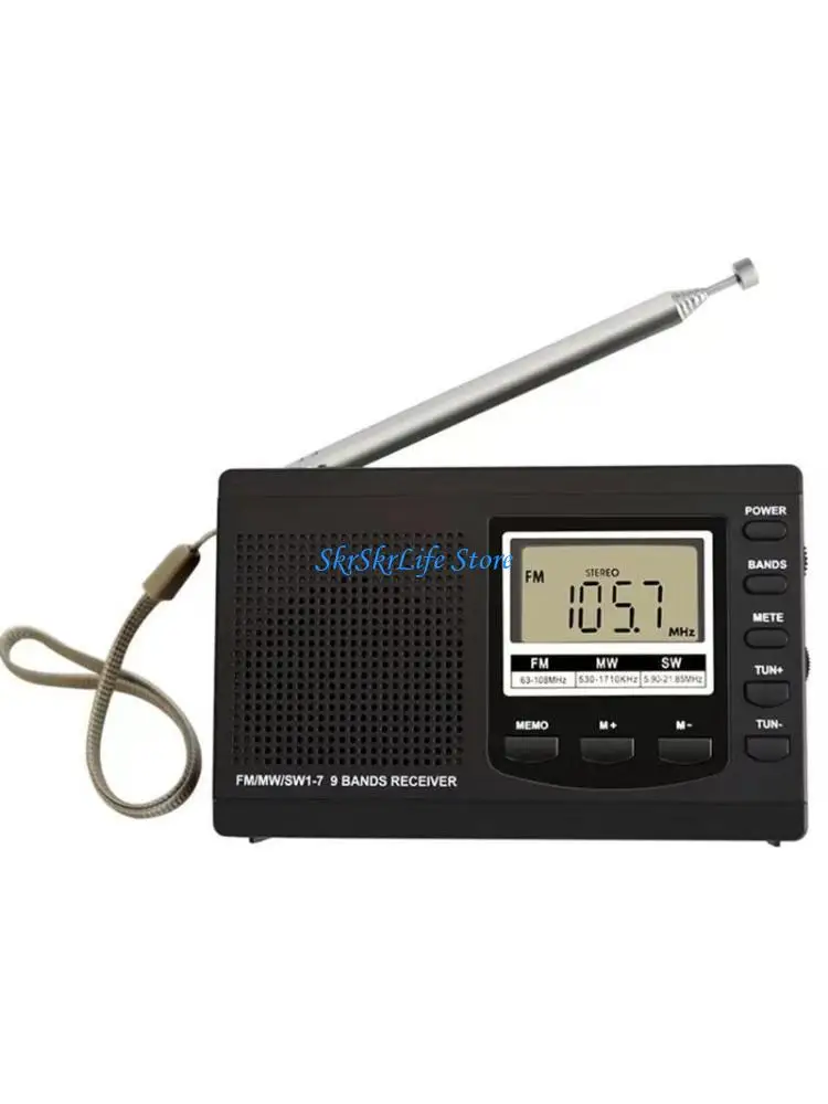 E65E 미니 라디오 FM/MW/SW 접이식 안테나 넓은 수신 디지털 알람 시계