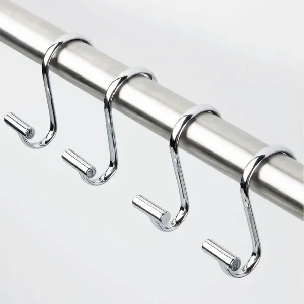 Splash Home Duschvorhanghaken Set – 12 Stück, Chrom, Rostbeständiges Aluminium, Gleitet Reibungslos