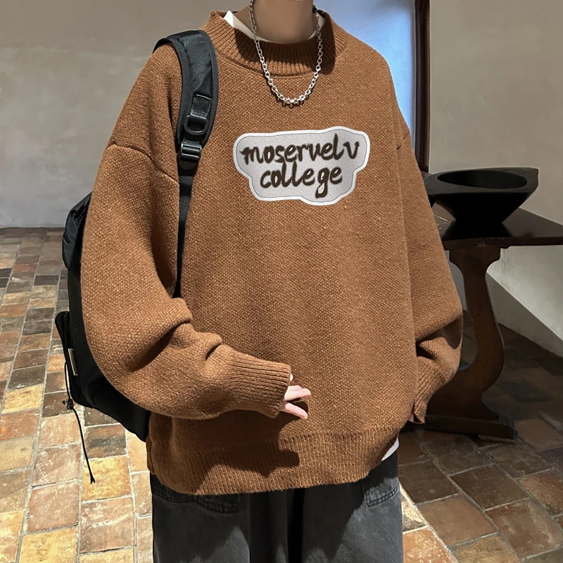 

2023 New Half High Neck Sweater Men's Plush Thickened Sweater Men's Casual Sweater M-5XL