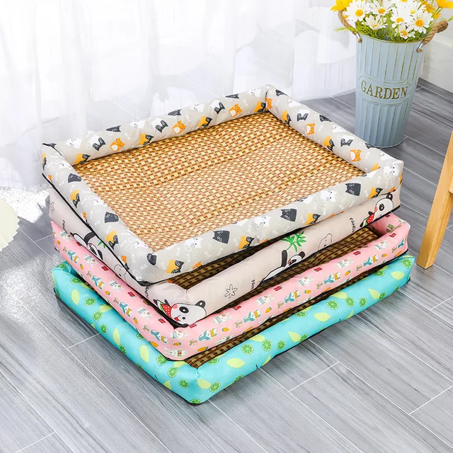 Pet Cat Bed Mat Rattan Woven Cat Sleeping Mat Sofa Bed Summer Pet Cooling Mat for Small Dog Cats Kitten Puppy Beds Cushion 3