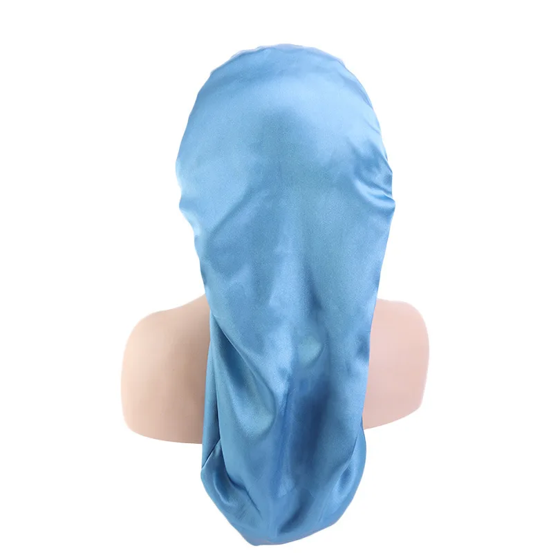 Long Satin Bonnet Sleep Cap Extra Large Silk Sleeping Hijab with Wide Elastic Band Loose Night Hat for Women Braids Curly Hair 4