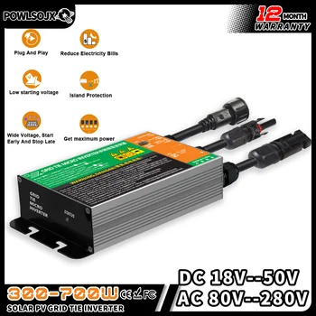 POWLSOJX On-Grid อินเวอร์เตอร์ 110 V/220 V Dual ตัวเลือก, 24 V เริ่มต้น 50 V Voc, Plug & Play Solar Micro Inverter สําหรับ Home/RV/กลางแจ้ง 1
