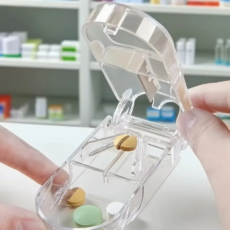 Portable Pill Cutter with Stainless Steel Blade for Travel