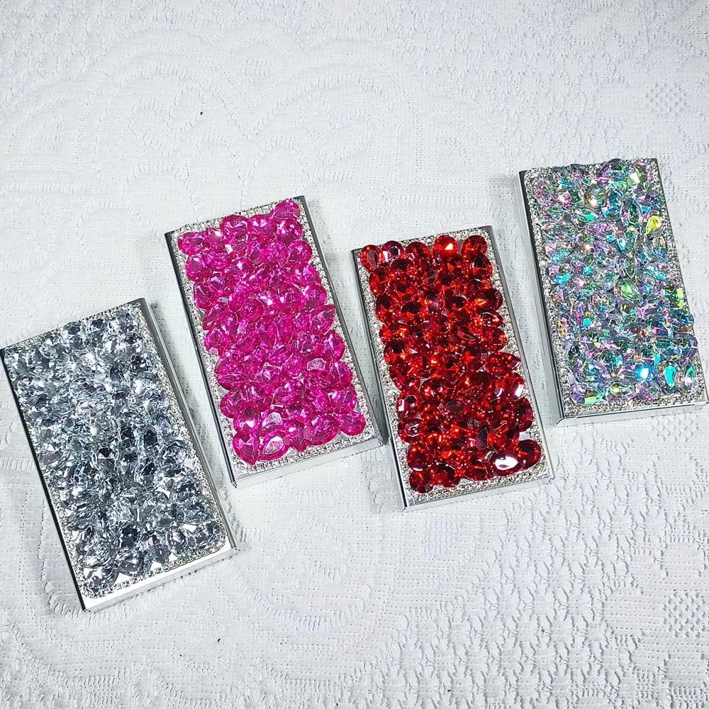 Elegant Rhinestone-Embellished Slim Cigarette Case
