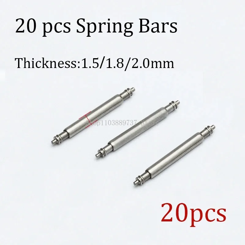15-Piece Stainless Steel Watch Band Spring Bar Set - 2.0mm Diameter and Thickness