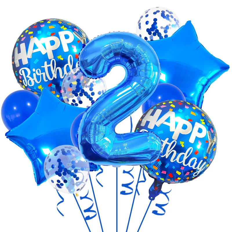 Jungen-Geburtstagsballons-Set, 81,3 cm, blaue Zahl, Sterne, Folienballon, Junge, glücklicher Prinz, Marine, Ozean, Geburtstag für Party-Dekoration, Ballon – Detail 10