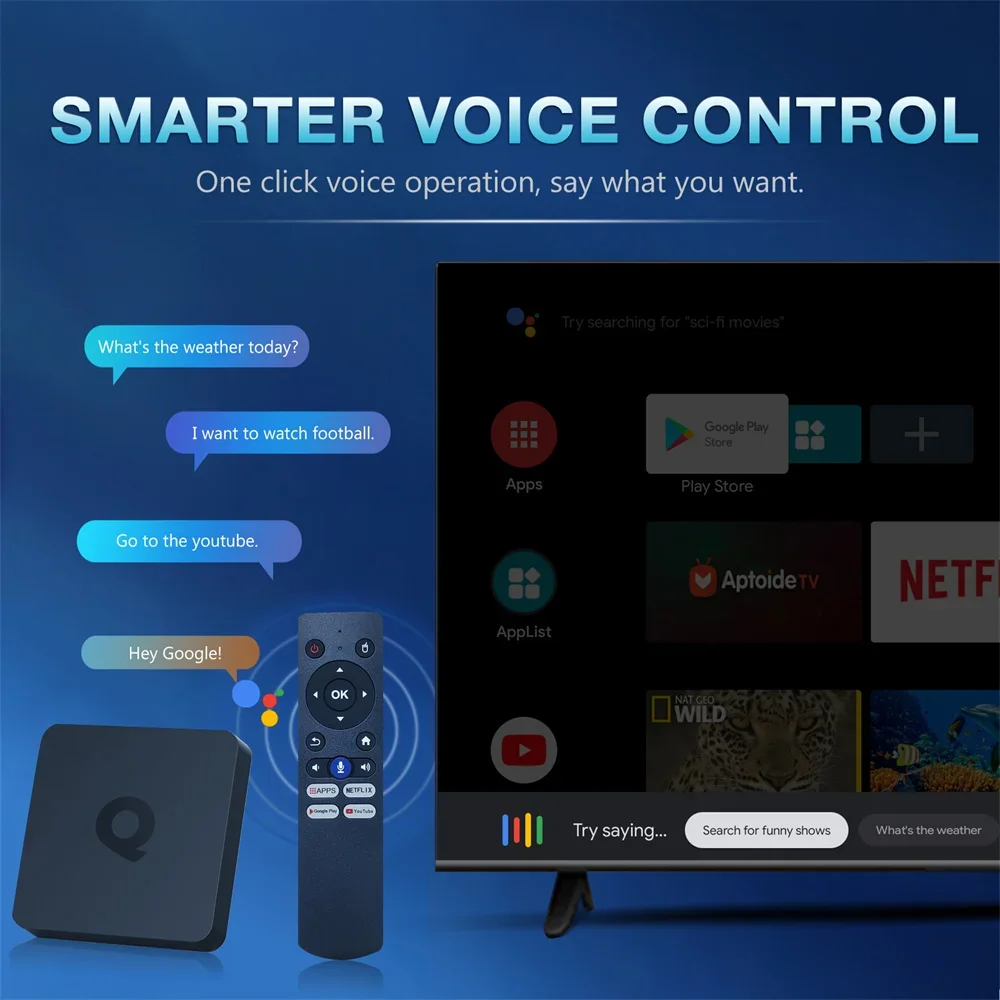 ATV Q1 Smart TV Box Android 10 Allwinner H313 2GB 16GB Support Google Voice Dua