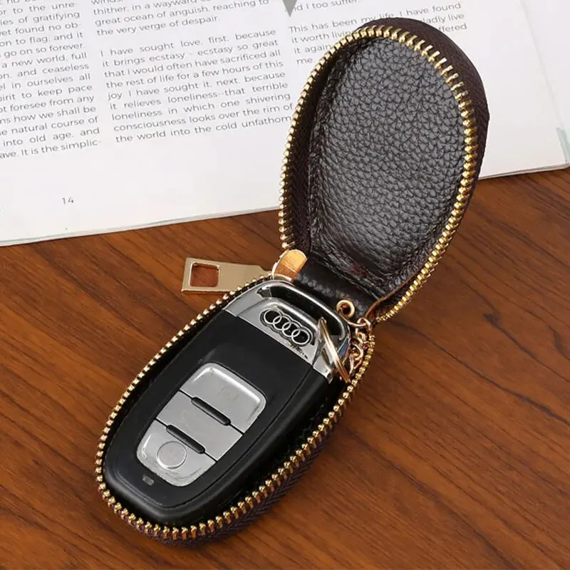 Leather Zipper Key Wallet Keychain Multifunctional Mini Purse Key Holder Case 1PCS key organizer key case key purse key holder