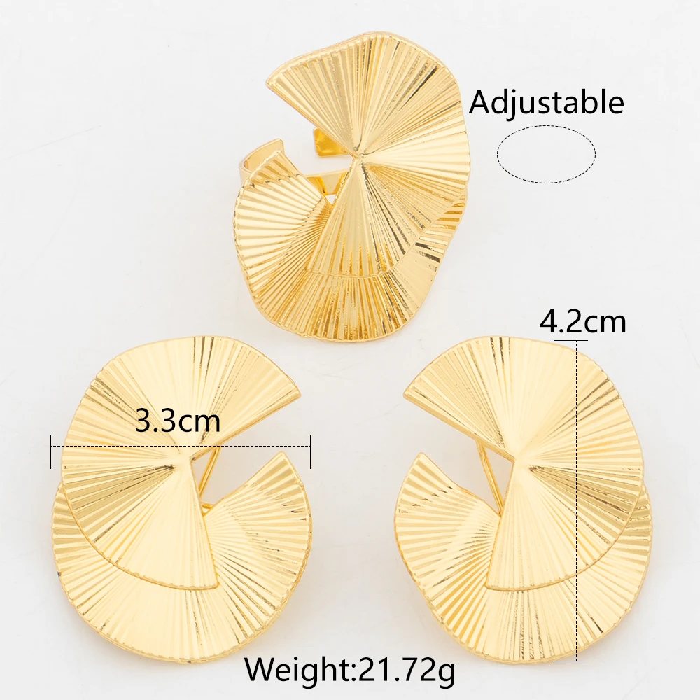 Exquisite Trendy Women Earring Rings 18K Gold Plated Jewelry Set Luxury Fashion Female Party Bridal Wedding Anniversary Gifts - 5