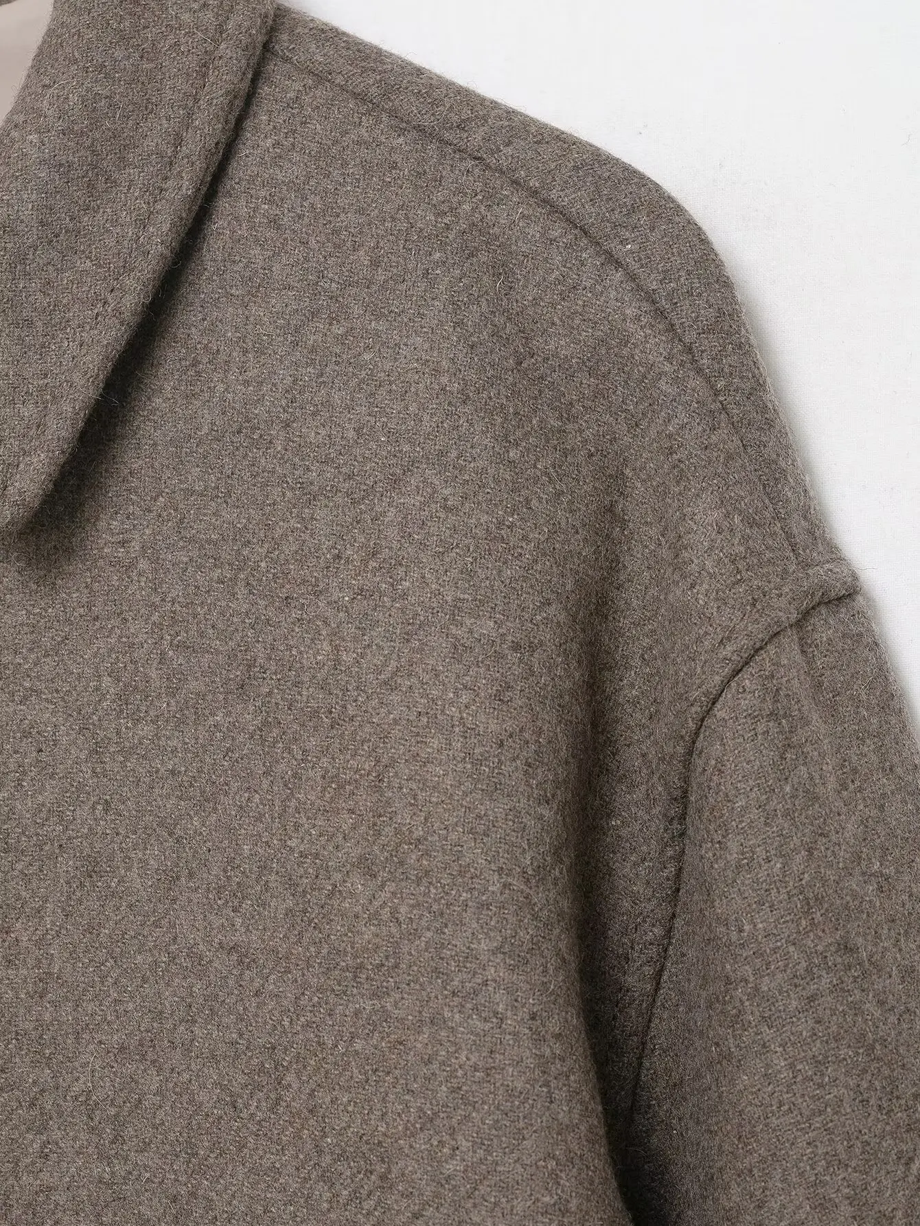 HH Damen Eleganter Lässiger Mantel mit Umlegekragen, Einreihig, Taschen, Einfarbig, Herbst Wollmantel, Langarm Kurze Jacke Mujer – Detail 10