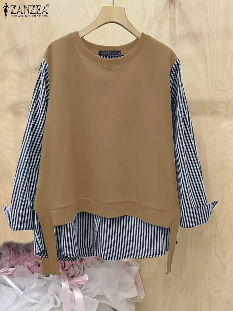 Hae-na | Casual striped pocket buttons, O-neck, half sleeve, two piece
