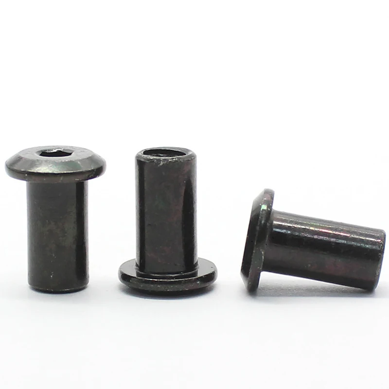 Metal Rivets 10pcs/lot M3 M4 M5 M6 M8 Black Zin Plated Large Flat Hex Socket Head Rivet Connector Insert Joint Sleeve Cap Butt Nut