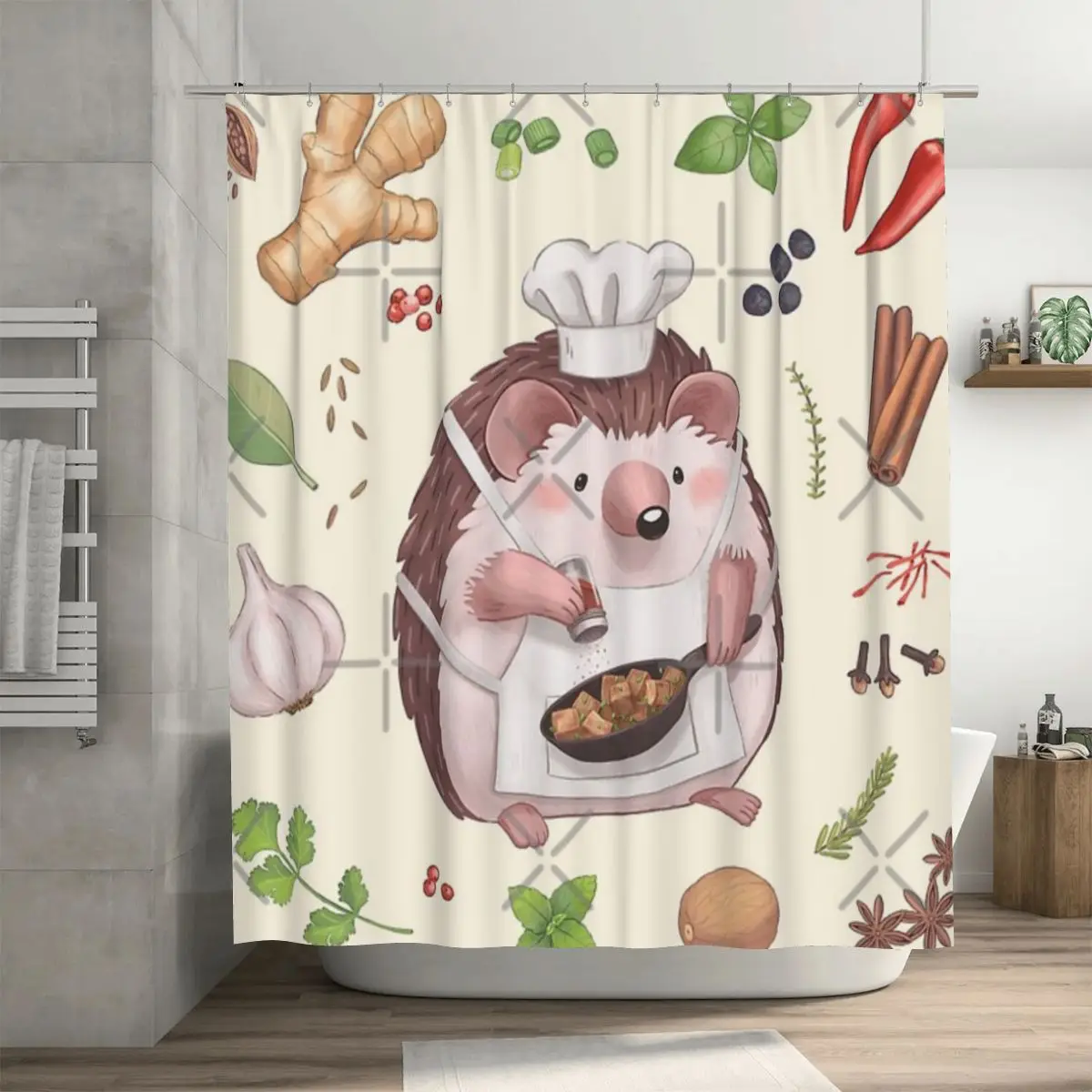 

Занавеска для душа с крючками, 72x72 дюйма