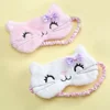 Cute Cat Soft Sleeping Eye Cover Mask Animal Plush Fabric Blindfold Relax Girls Lady For Home Traveling Eye Care 2