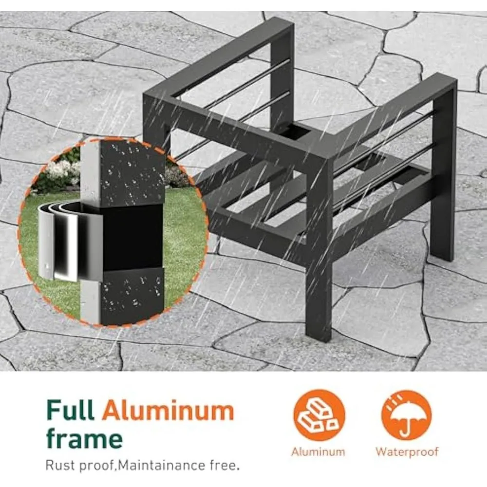 Patio Furniture Sets with Coffee Table, Water-Resistant Cushions, 5 Pcs Conversation Sets Backyard Sofa and Chairs for Outdoor 4