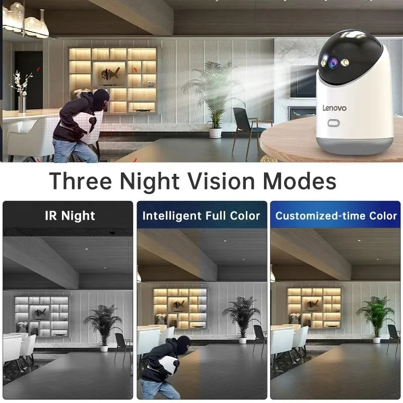 Lenovo 3MP 5G WiFi PTZ Telecamera IP Smart Home Color Night Audio Telecamera di sorveglianza wireless Monitoraggio automatico Sicurezza Baby Monitor - immagine 5
