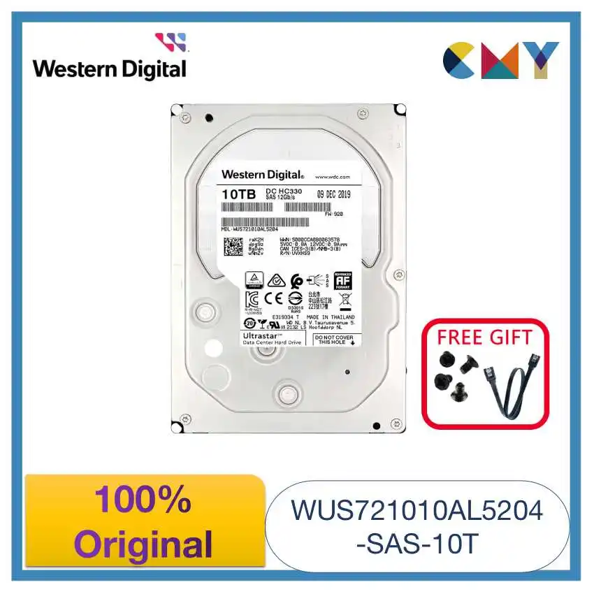 

100% Original Western Digital WD 10TB 3.5 HDD Server Internal Enterprise Hard Drive SAS 7200 rpm HC330 WUS721010AL5204