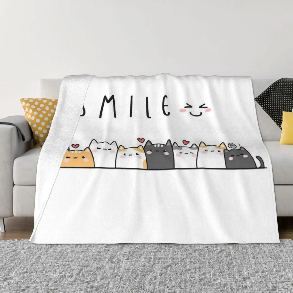 

Cute cats smile Throw Blanket Decorative Throw Hair Softest Blankets