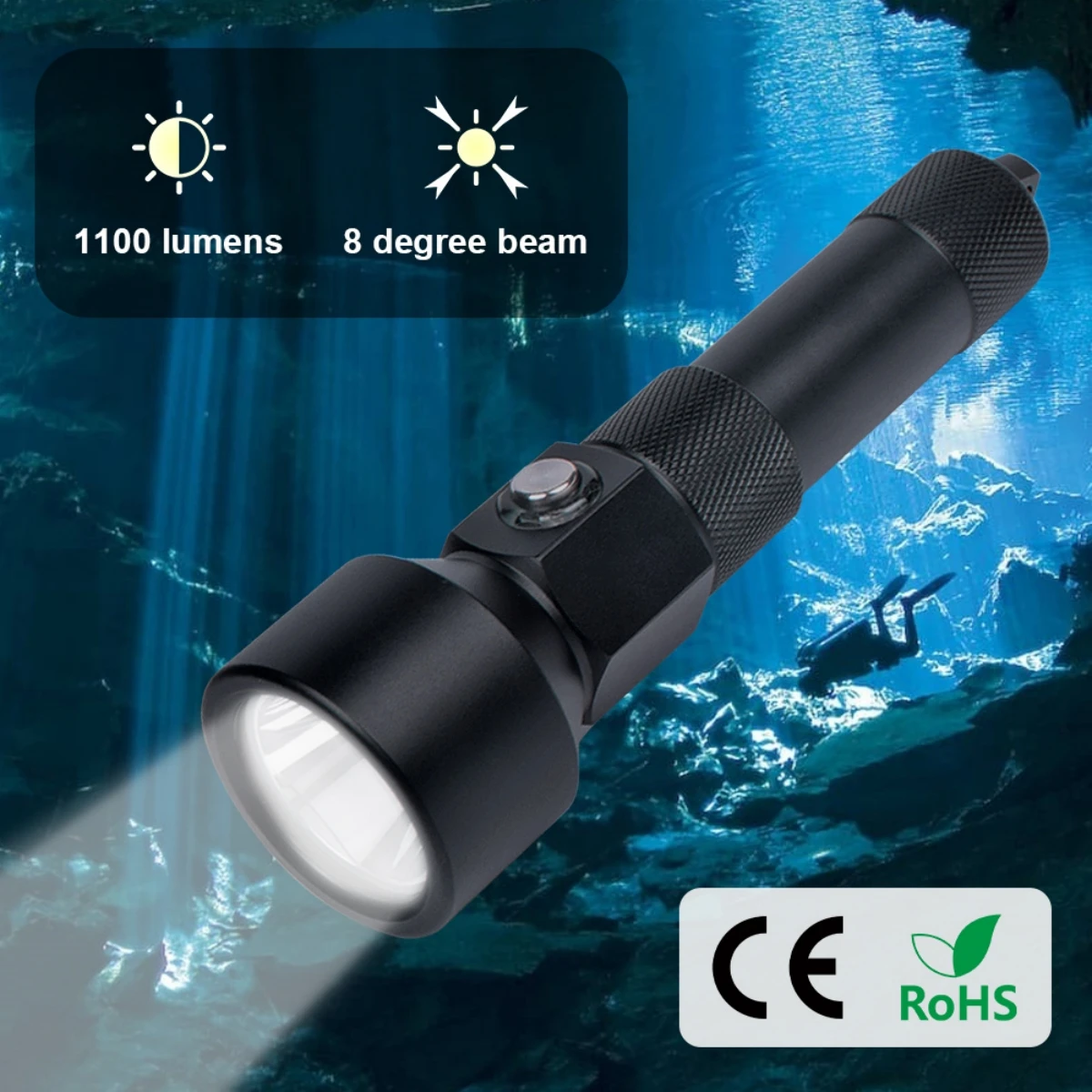 

Odepro ND22 Professional Diving Flashlight Scuba Underwater Lantern Rechargeable Led Dive Torch Light Powerful Underwater Lamp