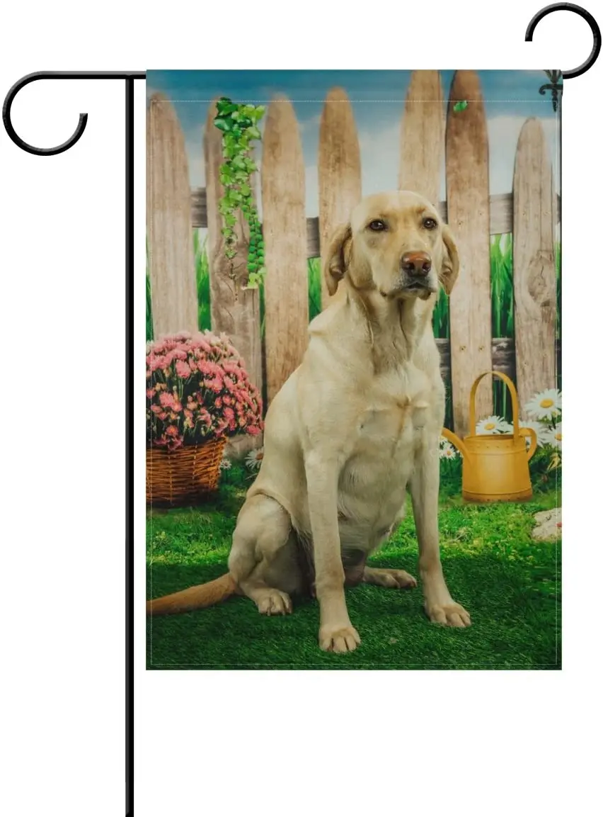 Милый забавный желтый лабораторный полиэфирный Садовый флаг баннер для дома