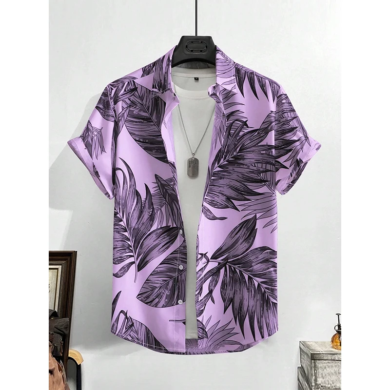 Leaf Tropical Men's Resort Hawaiian 3D Print Shirts Outdoor Vacation Beach Summer Turndown Short Sleeve Casual  Hawaii Shirts 3