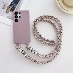 Candy Lanyard Silicone Case with Soft Shockproof Braid Neck Crossbody Cord Strap Cover - GalaxyS26 (Emery powder)