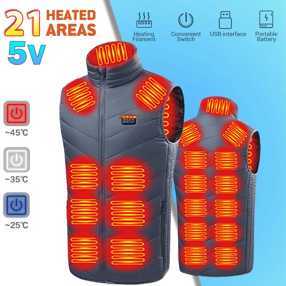 21ZonesHeatedVestElectricHeatedJacketsHeatedVestMenWomen