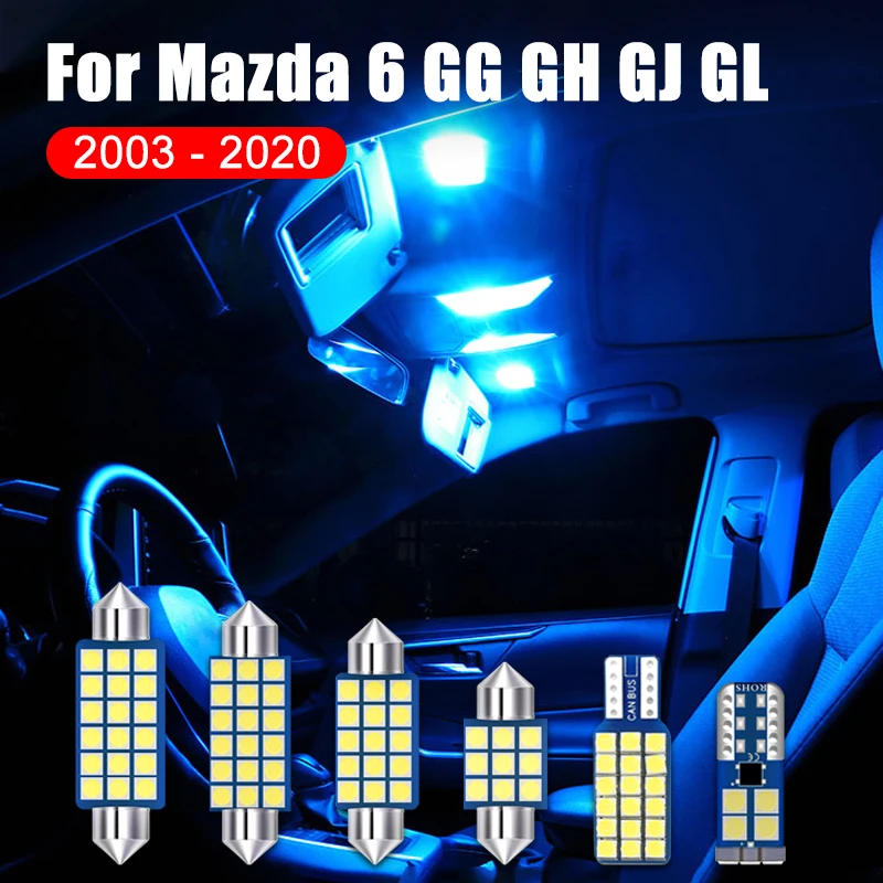 

For Mazda 6 GG GH GJ GL 2003-2017 2018 2019 2020 12V LED Car Dome Reading Lights Vanity Mirror Trunk Bulbs License Plate Lamps