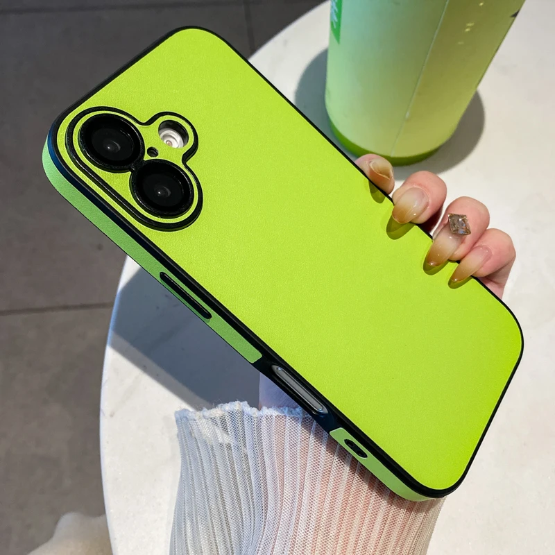 Elegant PU Leather Phone Case with Lens Protection and Shockproof Back Cover